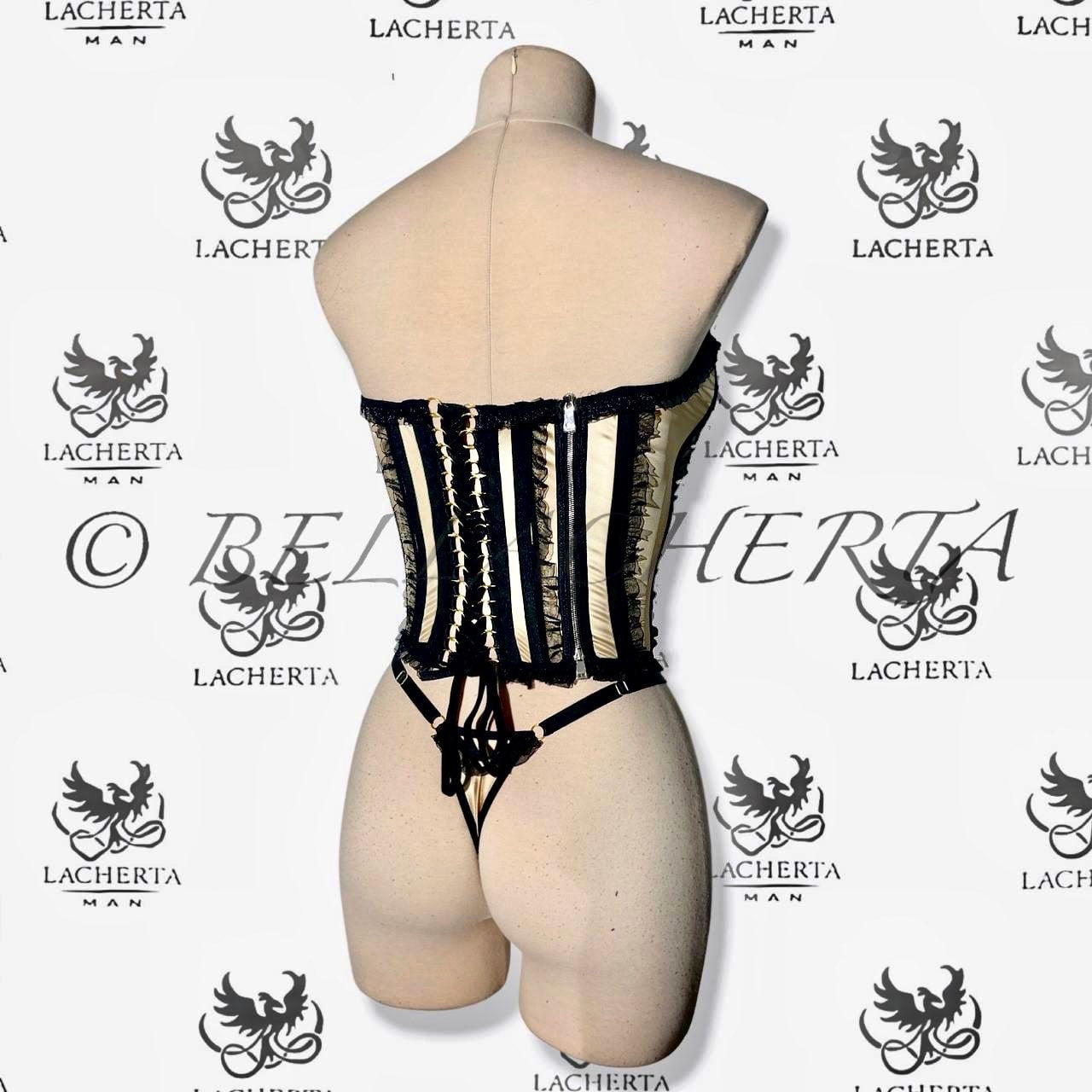 Back-tie Corset With Matching Long Sleeves and Panty