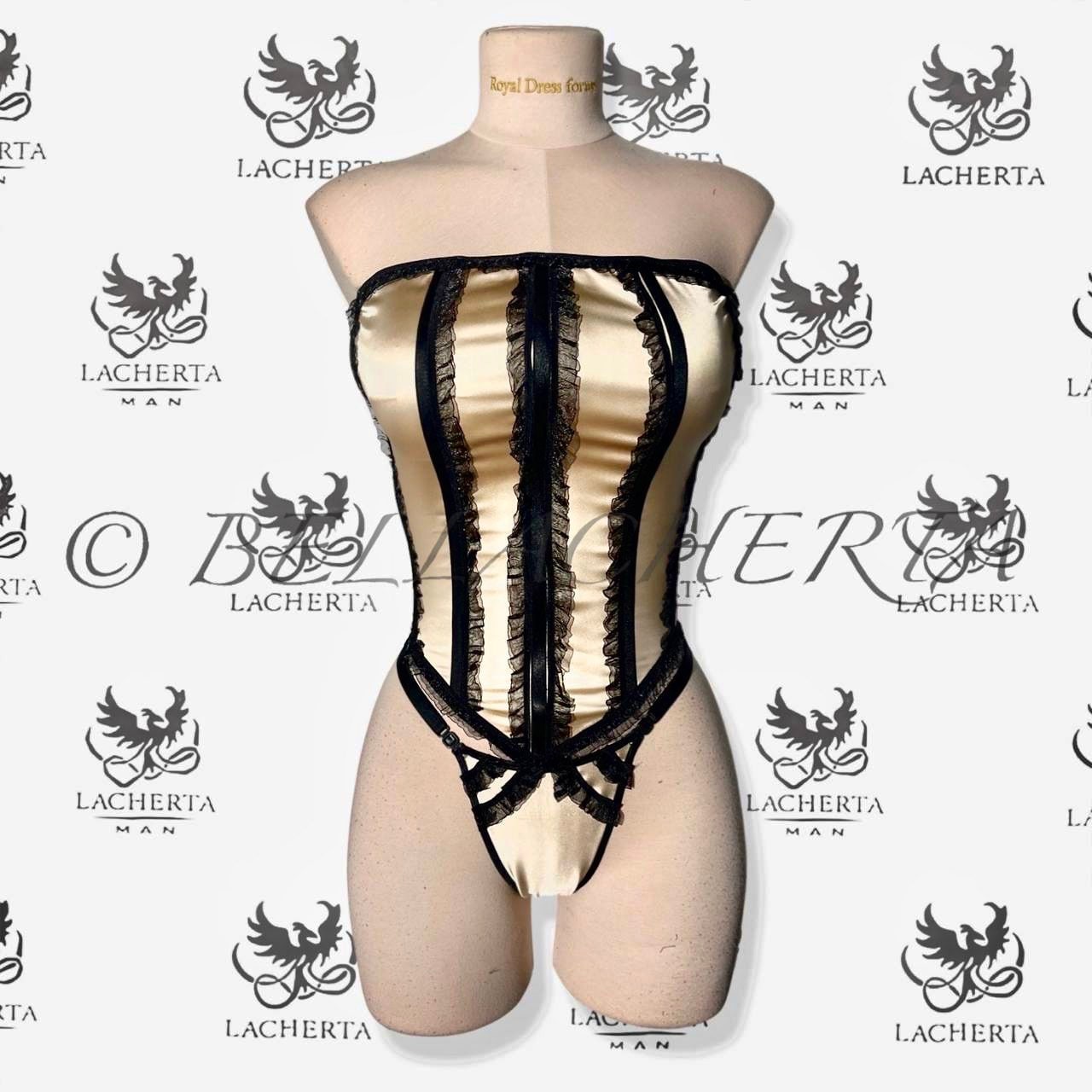 Back-tie Corset With Matching Long Sleeves and Panty