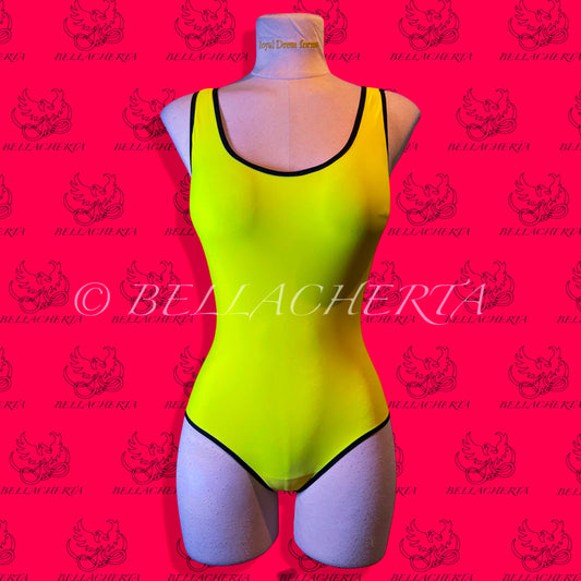 Trim Decorated Neon-bright One-piece Swimsuit