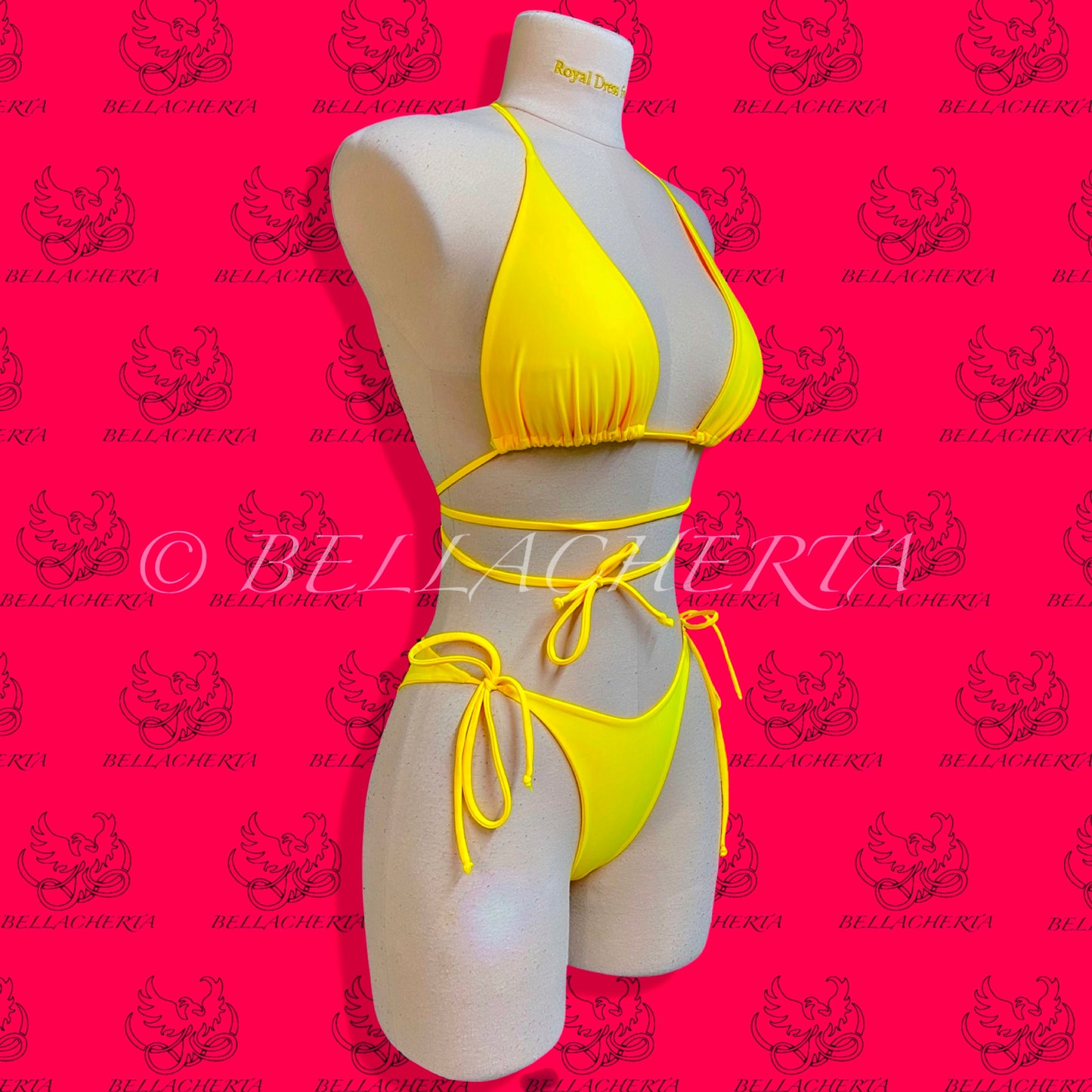 Tie-Up Halter Top and Adjustable Straps Bikini Swimsuit