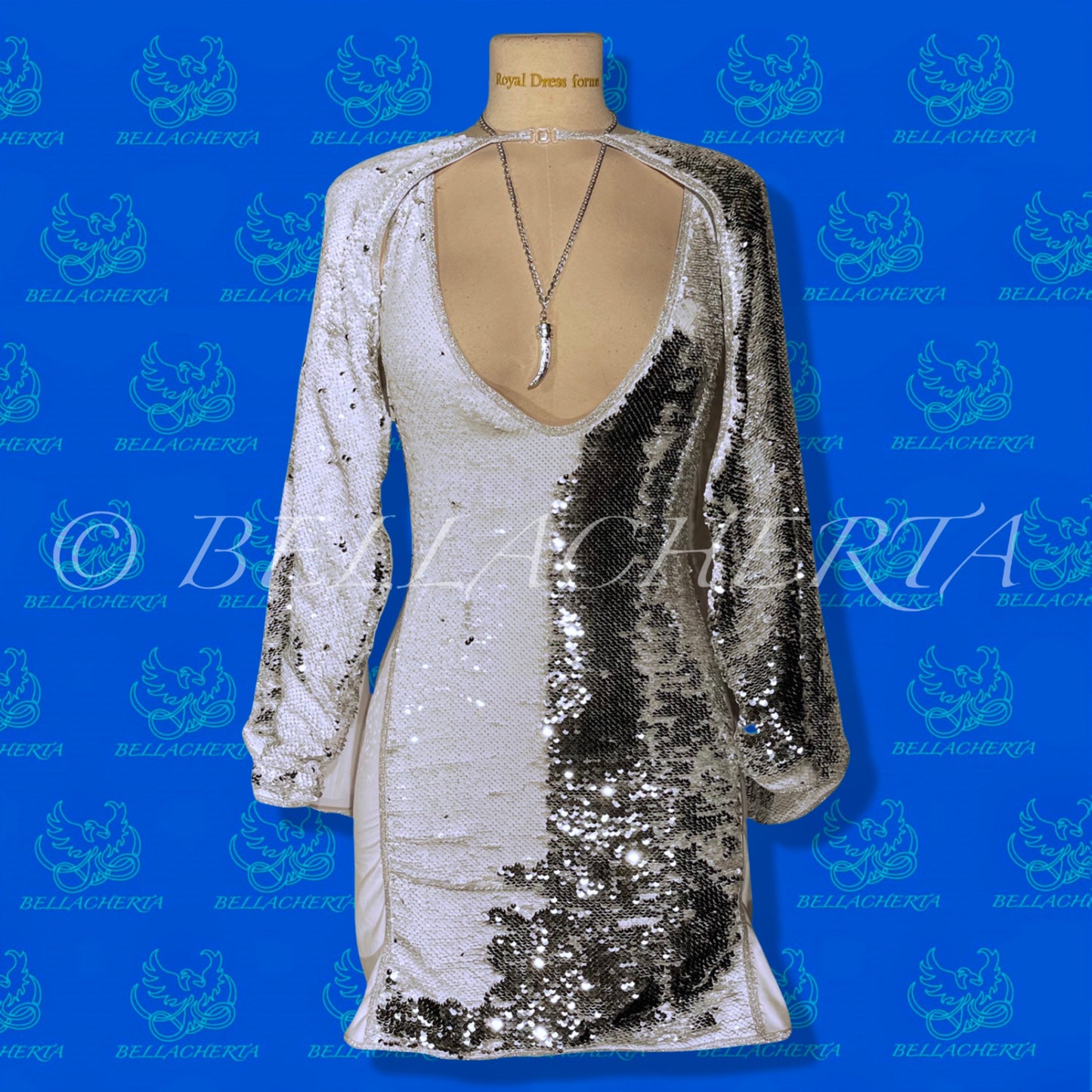 Sequin Mini Dress With Cape-shaped Sleeves
