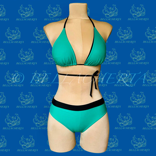 Tie-Up Spaghetti Straps Halter Top and Low Rise Panty Swimsuit