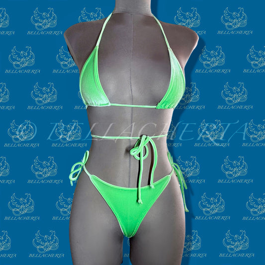 Sexy Tie-up Adjustable Spaghetti Straps Tri Top Halter Top Bikini bottoms Swimsuit