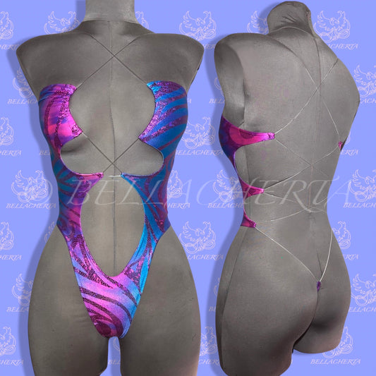 Extreme Cutout One-piece Swimsuit, G-string T-String bottom, exotic dance-wear