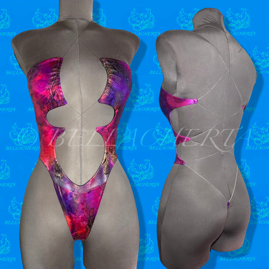 Extreme Cutout One-piece Swimsuit, G-string T-String bottom, exotic dancewear