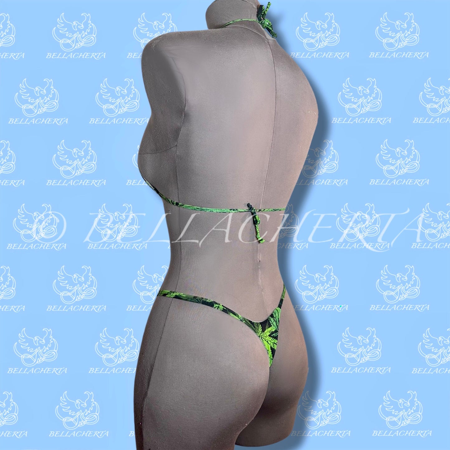 Tie-Up Halter Top and Adjustable Straps Bikini Swimsuit