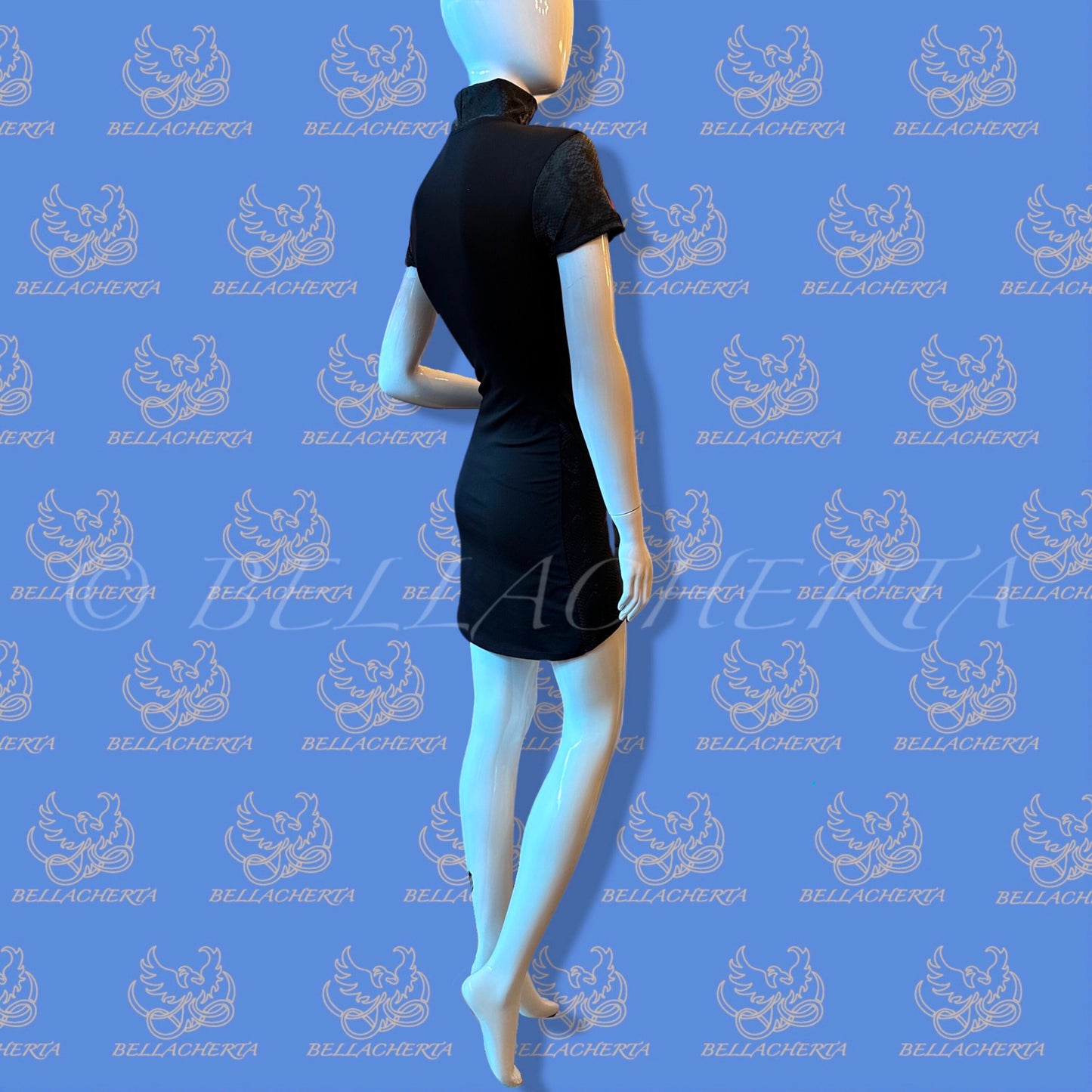 Short-Sleeved Turtleneck Mini Dress