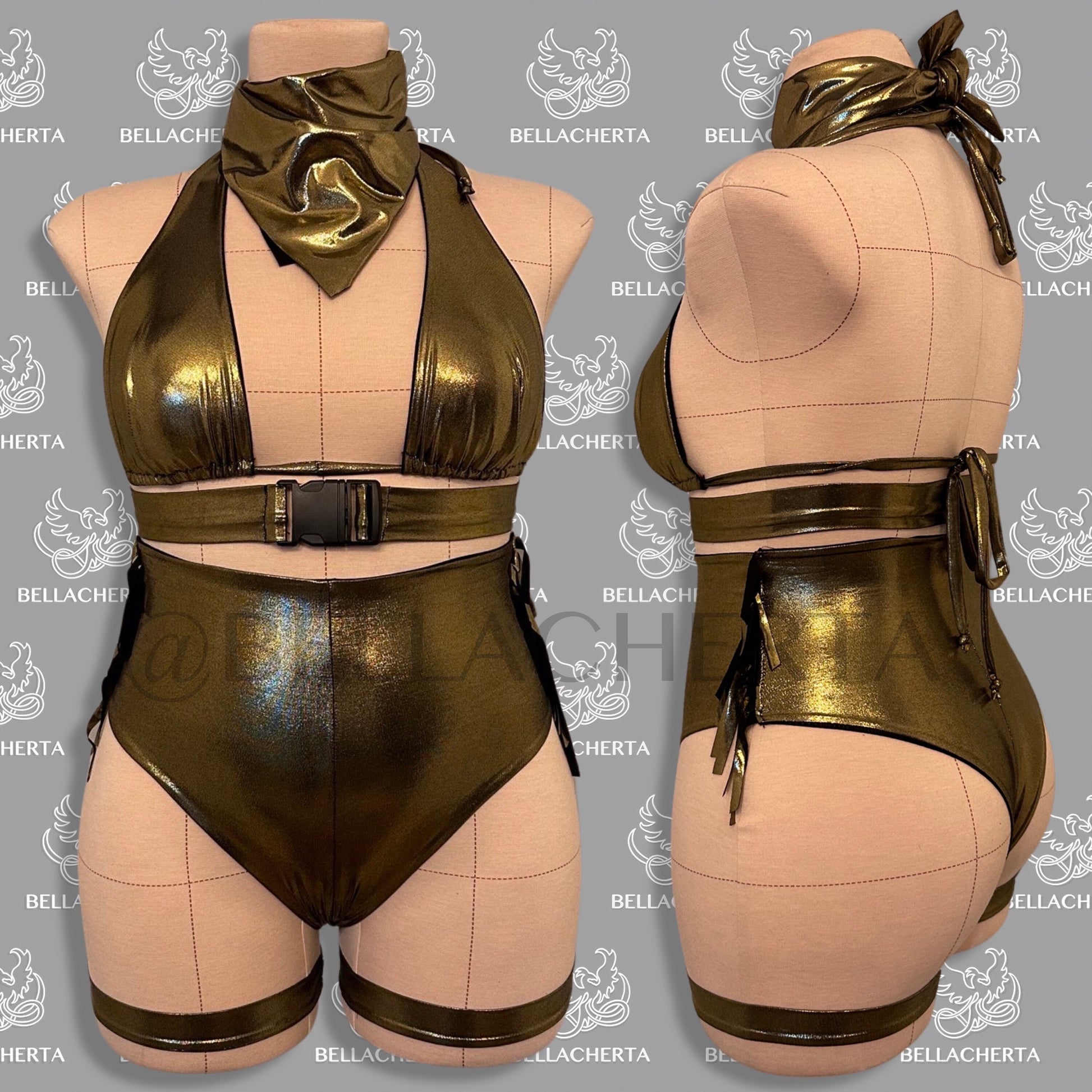 Wild and Sexy Cosplay Fringe Cowgirl Outfit, Foiled Spandex (Metallic Colors)