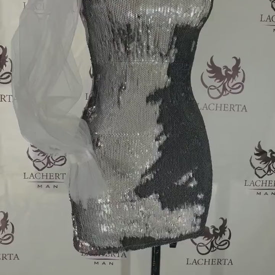 Silver Sequins Mini Dress