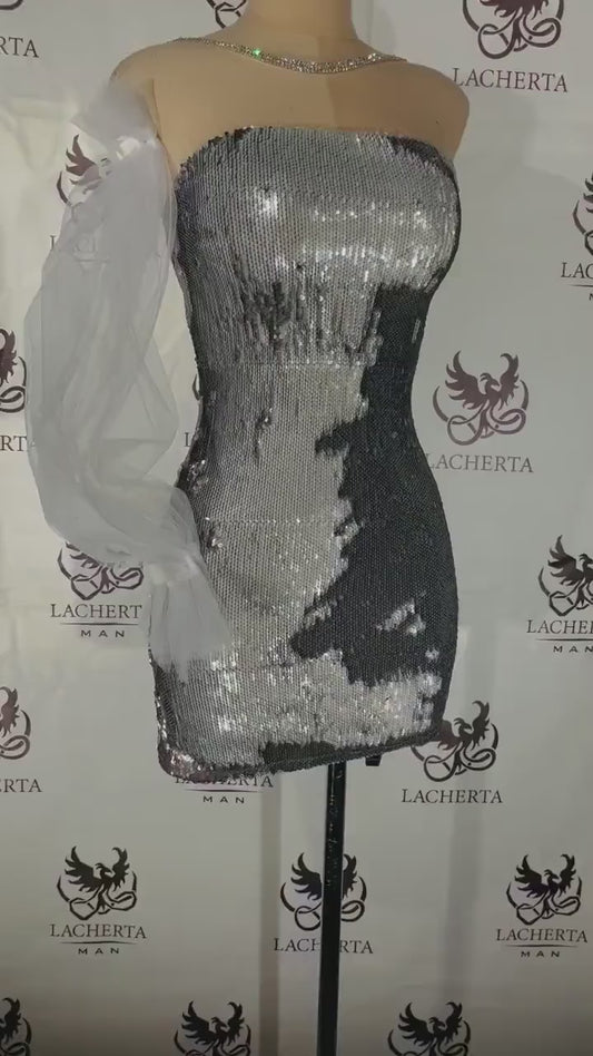 Silver Sequins Mini Dress